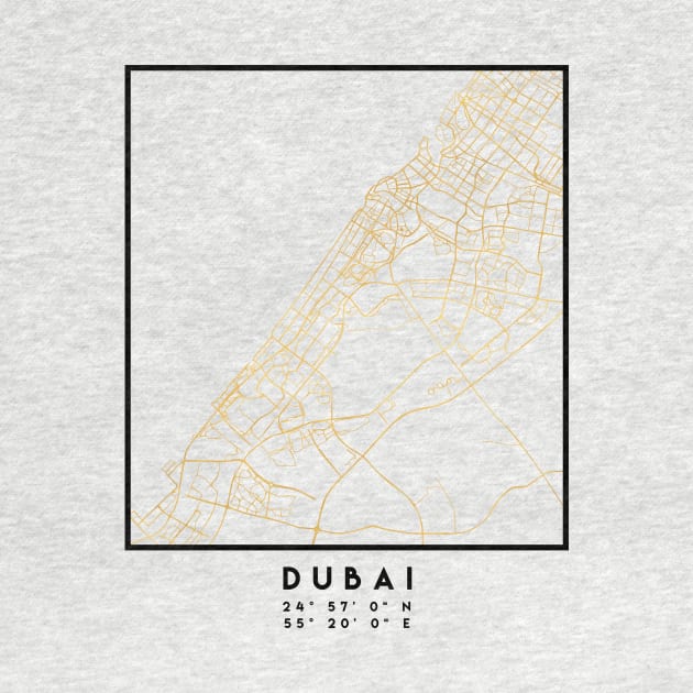 DUBAI UNITED ARAB EMIRATES CITY STREET MAP ART by deificusArt